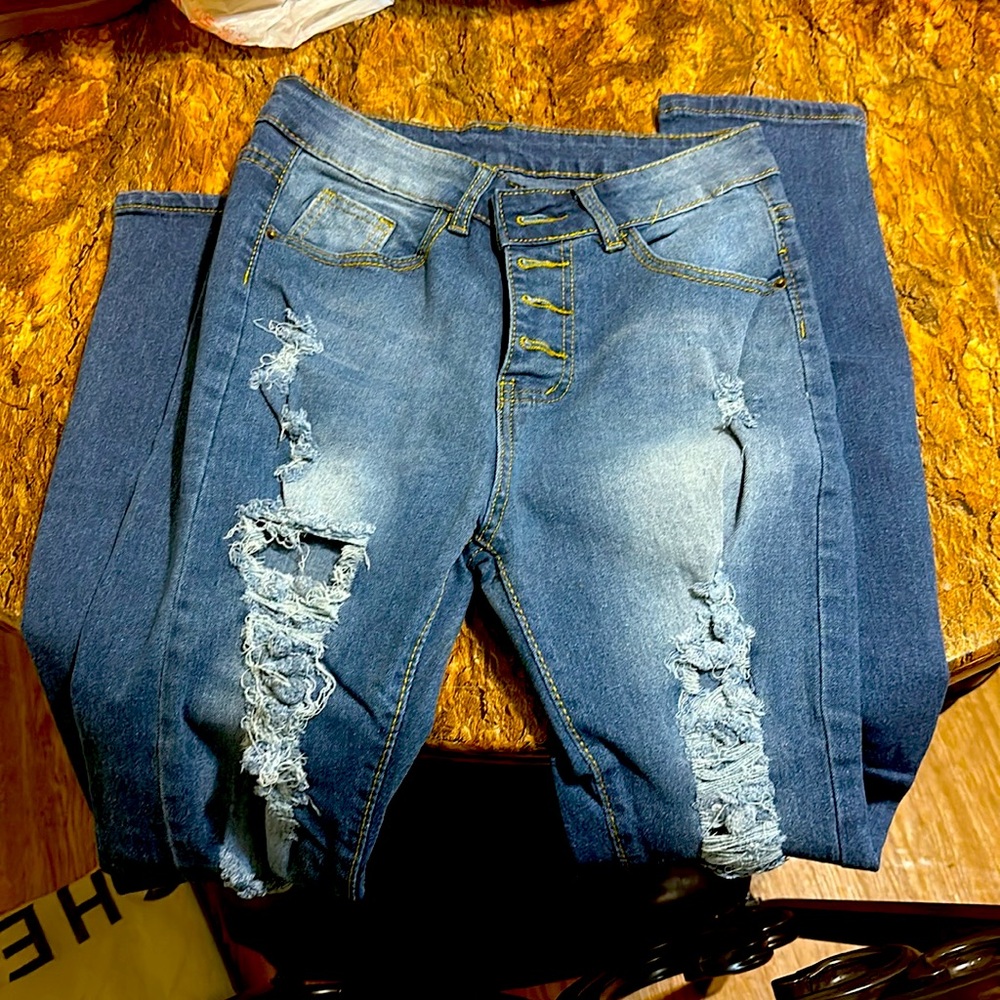 Shein long small jeans with holes